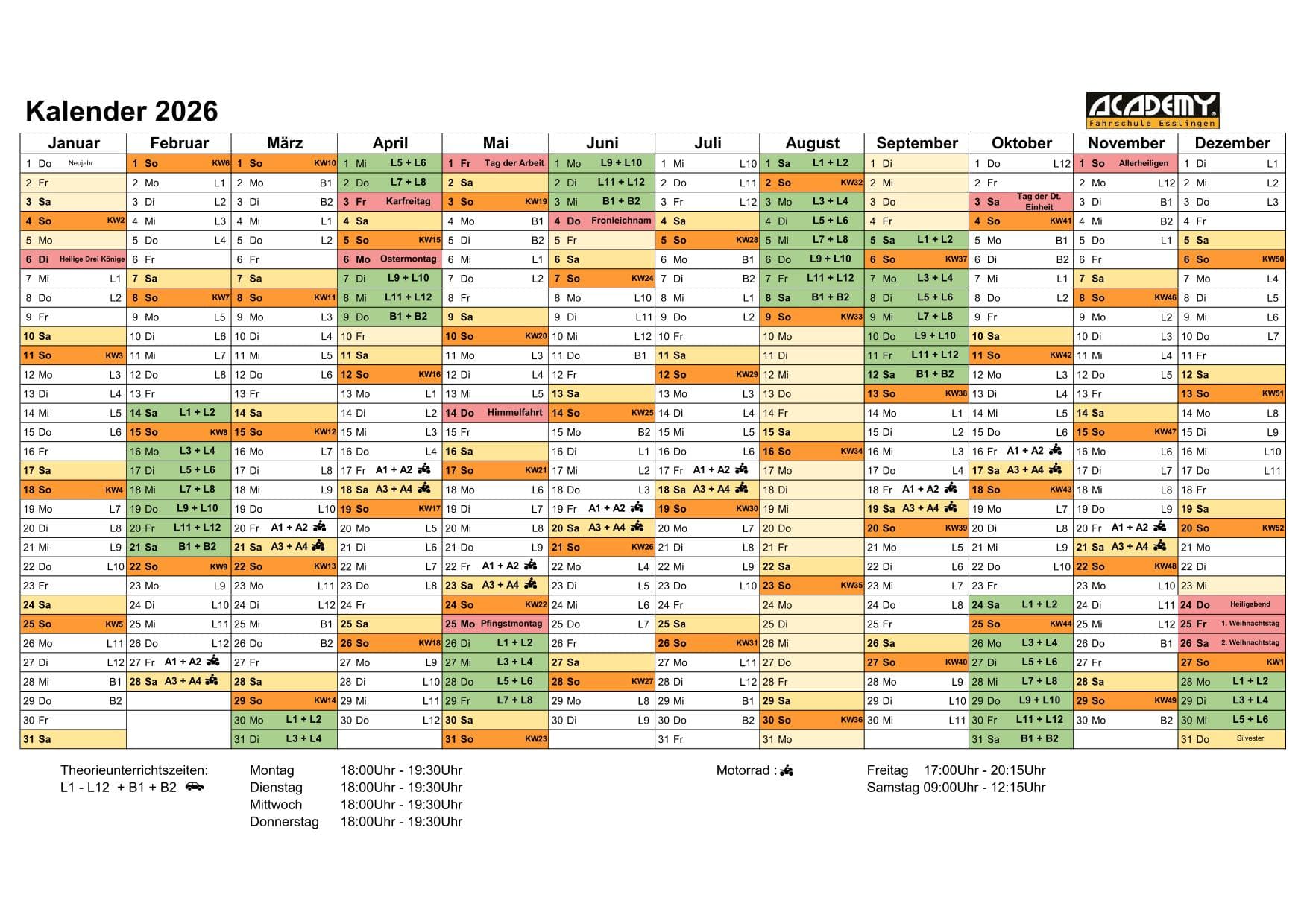 Theorieunterrichtsplan 2026 DICK